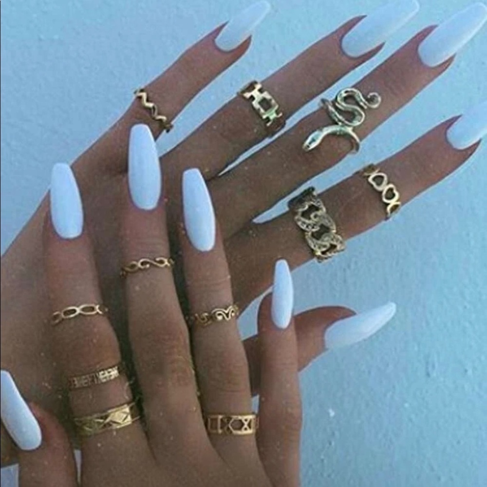 Gold 11pc snake ring set